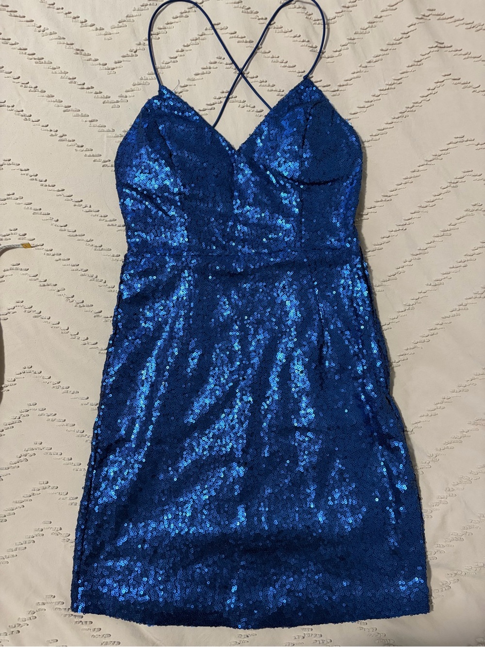 Windsor Royal Blue Sequin Mini Dress with Spaghetti Straps